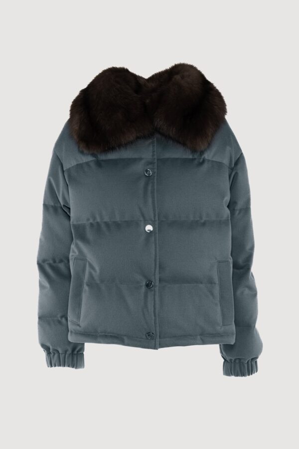 Cashmere down jacket with dark barguzinsky sable