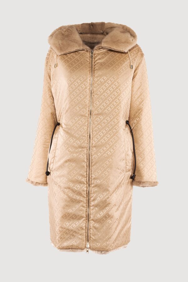 Logoed down jacket in light pastel mink