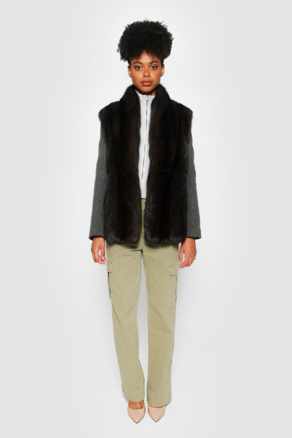 Cashmere jacket with sable barguzinsky dark